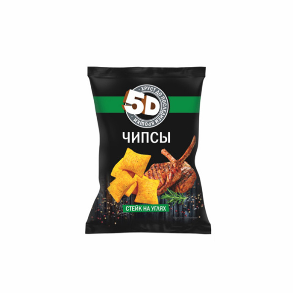Чипсы пшеничные 5D со вкусом стейк на углях 45г*40